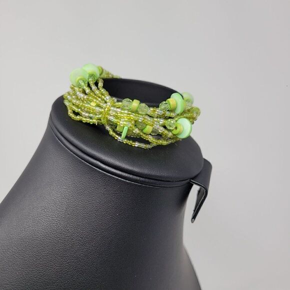 Bracelet Stretch Multistrand Pale Pastel Seafoam Green Seed Beads Rocailles - Picture 7 of 9